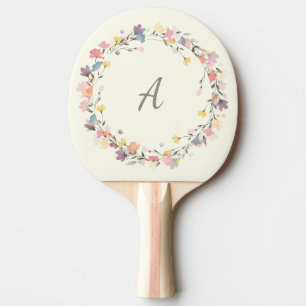 Snyggt Pastel Blommigt Utandning Monogram Personli Pingisracket