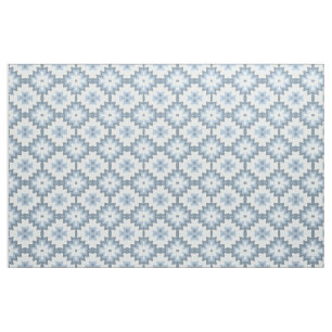 Snyggt Pastel Blue Grått White Ikat Tribal Mönster Tyg