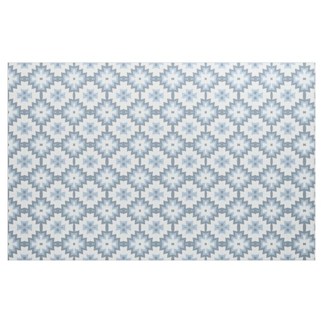 Snyggt Pastel Blue Grått White Ikat Tribal Mönster Tyg (Fat Quarter)