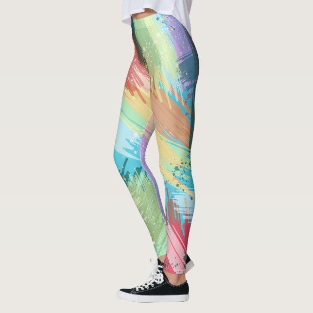 Snyggt Pastel Färg Abstrakt Art Leggings (Vänster)