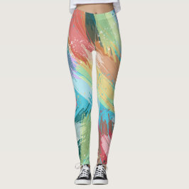Snyggt Pastel Färg Abstrakt Art Leggings