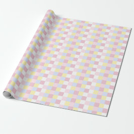 Snyggt Pastel Gingham Checkered Wrapping Papper Presentpapper