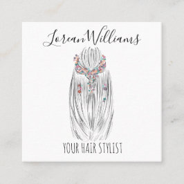 Snyggt Pastel Hair Stylist Braid Hairstyle Flower Fyrkantigt Visitkort