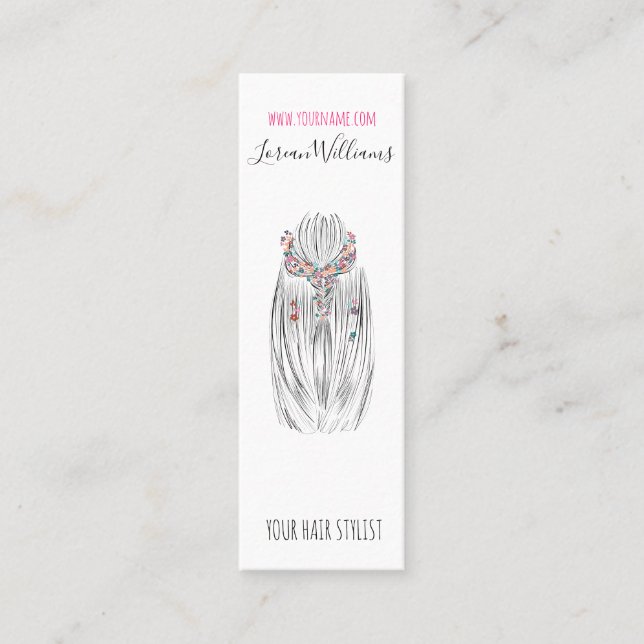 Snyggt Pastel Hair Stylist Braid Hairstyle Flower Mini Visitkort (Framsida)
