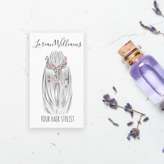 Snyggt Pastel Hair Stylist Braid Hairstyle Flower Visitkort (Skapare uppladdad)