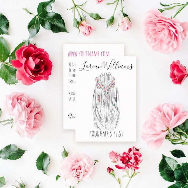 Snyggt Pastel Hair Stylist Braid Hairstyle Flower Visitkort (Skapare uppladdad)
