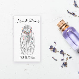 Snyggt Pastel Hair Stylist Braid Hairstyle Flower Visitkort