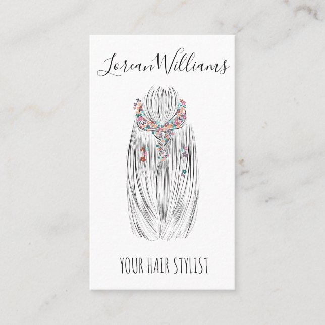 Snyggt Pastel Hair Stylist Braid Hairstyle QR Visitkort (Framsida)