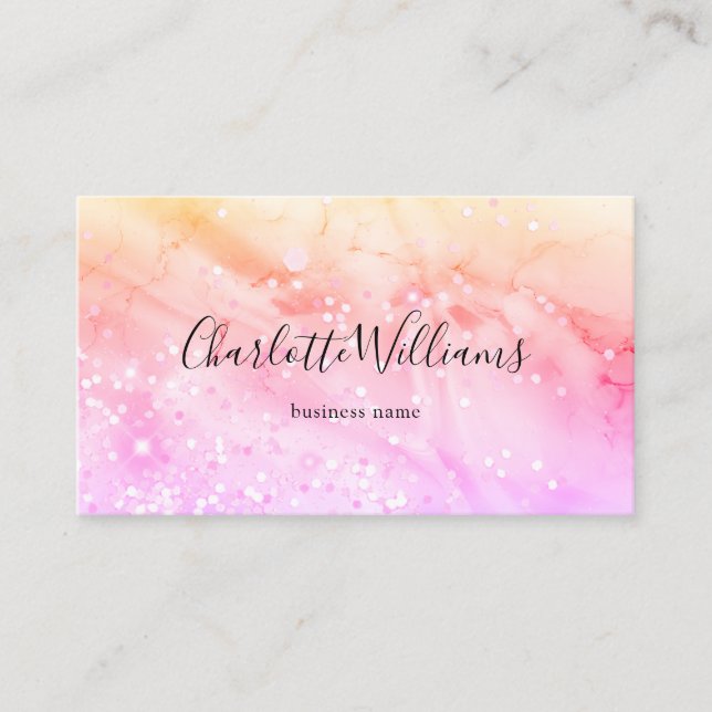 Snyggt Pastel Marcular Alcohol Bläck Elegant Glitt Visitkort (Framsida)