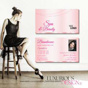 Snyggt Pastel Rosa Glamoral med Logotyp och foto Visitkort
