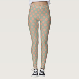 Snyggt Peach Rosa Grönt Polka punkt Leggings