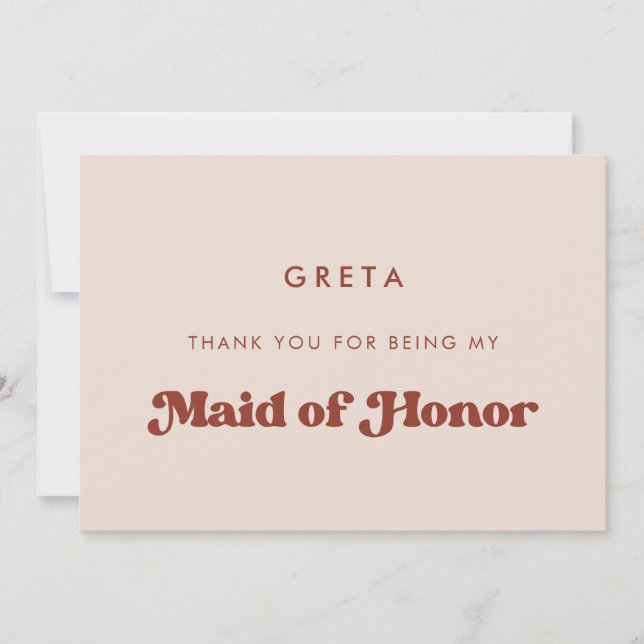 Snyggt Peach Rosa Maid of honor tack för ditt kort (Framsida)