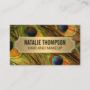 Snyggt Peacock Feathers Guld Metallic Ram Visitkort