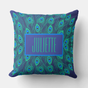 Snyggt Peacock Teal & Blue Färg Personlig Kudde