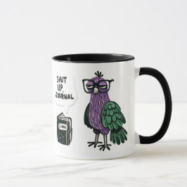 Snyggt Peacock with Glass - "Håll käften, Journal" Mugg