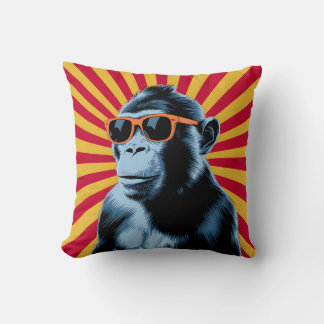 Snyggt PEG Art Monkey med solglasögon Kudde