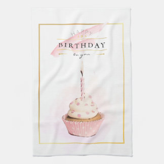 Snyggt Pencil Art Rosa Birthday Cupaka Kökshandduk