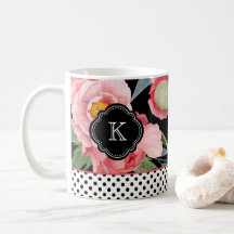 Snyggt Peonies och Polka dots med Monogram