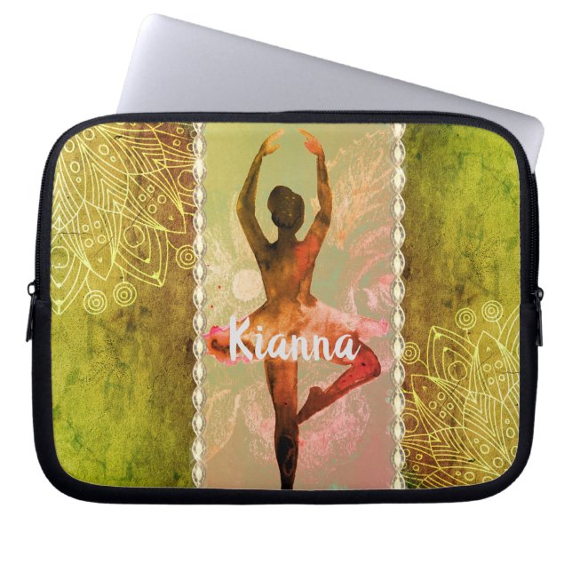 Snyggt Personligen Watercolor Ballerina Laptop Fodral (Framsidan)