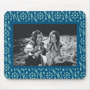 Snyggt Photo Blue Batik Blommönster Anpassningsbar Musmatta