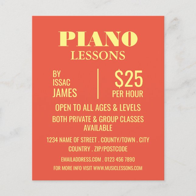 Snyggt Piano Lessons Reklam Flygblad (Framsidan)