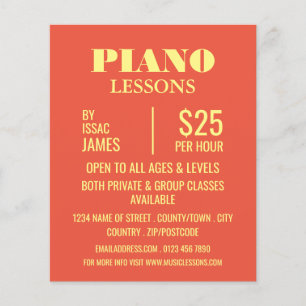 Snyggt Piano Lessons Reklam Flygblad