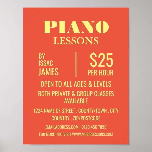 Snyggt Piano Lessons Reklam Poster (Framsidan)