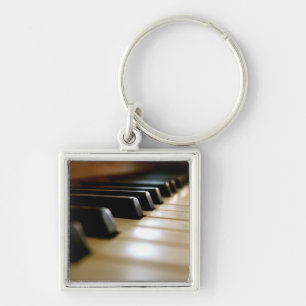 Snyggt piano tangentbord Music Fyrkantig Silverfärgad Nyckelring