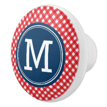 Snyggt Picnic Red Gingham och Blue Monogram