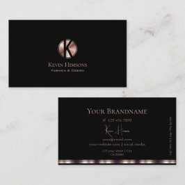 Snyggt Plain Black och Ro Guld med Monogram Visitkort