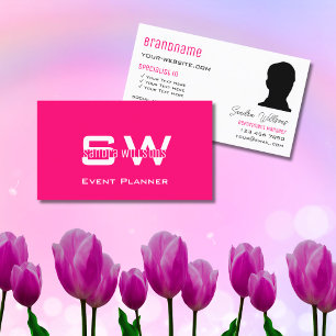 Snyggt Plain Rosa White med Monogram och Photo Visitkort