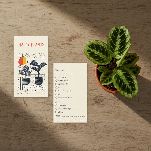 Snyggt Plant Care Guide Modern Botanias pots Tilläggskort (Stylish Plant Care Guide Modern Botanical pots Enclosure Card.)