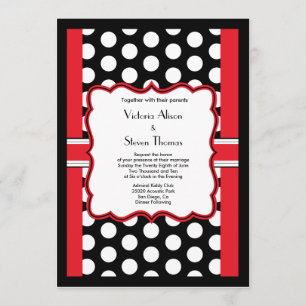 Snyggt Polka Dot Wedding bjudande (röd) Inbjudningar
