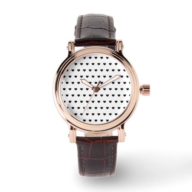 Snyggt Polka Hearts Mönster on White Dial Armbandsur (Framsida)