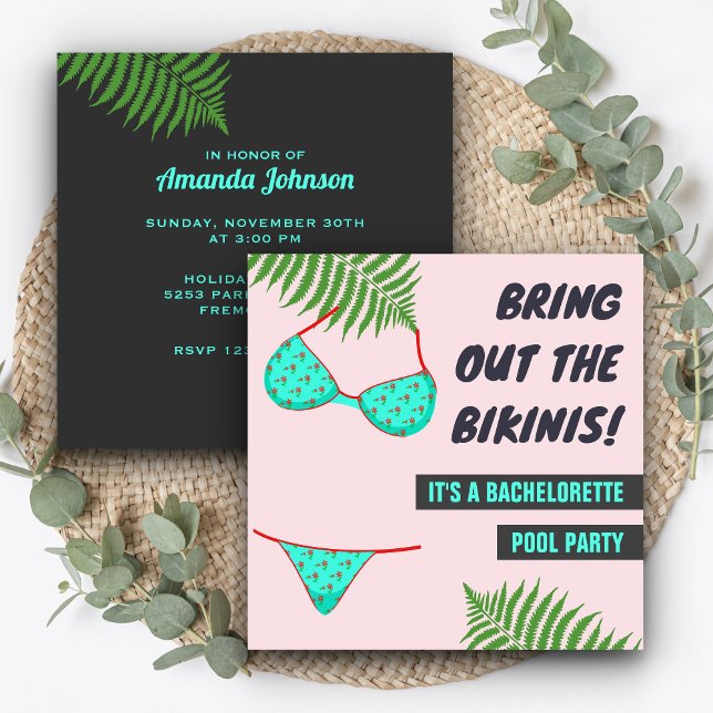 Snyggt pool-bachelorette-fest-inbjudan i bikiniklä inbjudningar (Skapare uppladdad)