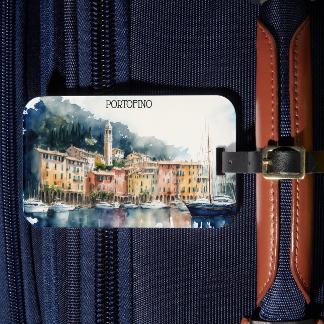 Snyggt Portofino Italien Vattenfärgsfärgning Bagagebricka (Framsida Insitu 4)