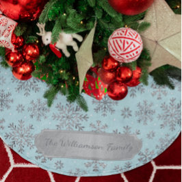 Snyggt Powder Blu-jul | Elegant Snöflingor Julgransmatta Borstad Polyester