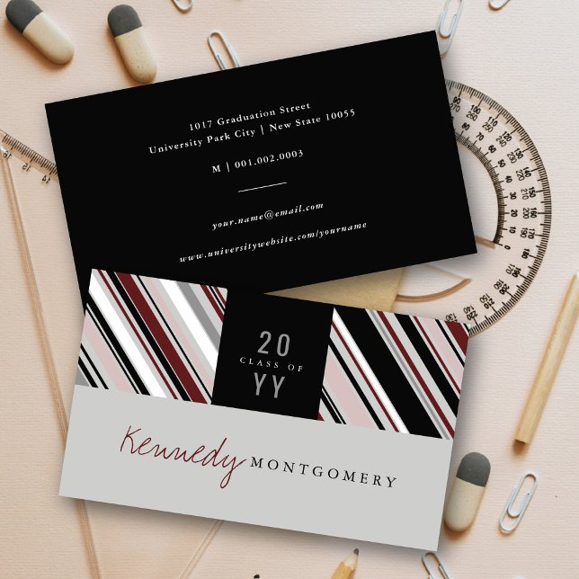 Snyggt Preppy Brown Pin Rand Modern Student (Stylish Preppy Brown Pin Stripes Modern Graduate Name Card / Calling Card @ zazzle.com/color_therapy)