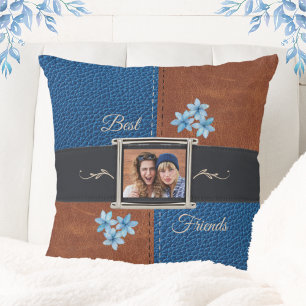 Snyggt present till bästa vän Kastkudde BFF Blå, B Kudde