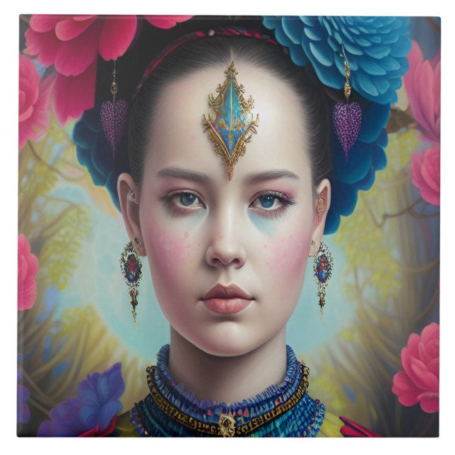 Snyggt prinsessa med tartanutrustning kakelplatta (Framsidan)