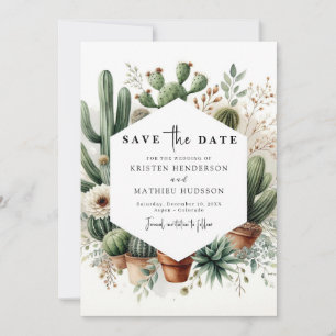 Snyggt Printable Cactus Bröllop Spara Datumet