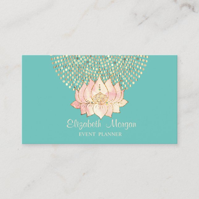 Snyggt Professionell Guld Dots Lotus Mint Grönt Visitkort (Framsida)