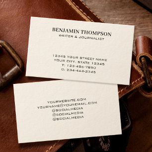 Snyggt Professionell Minimalist Typografi Cream Visitkort