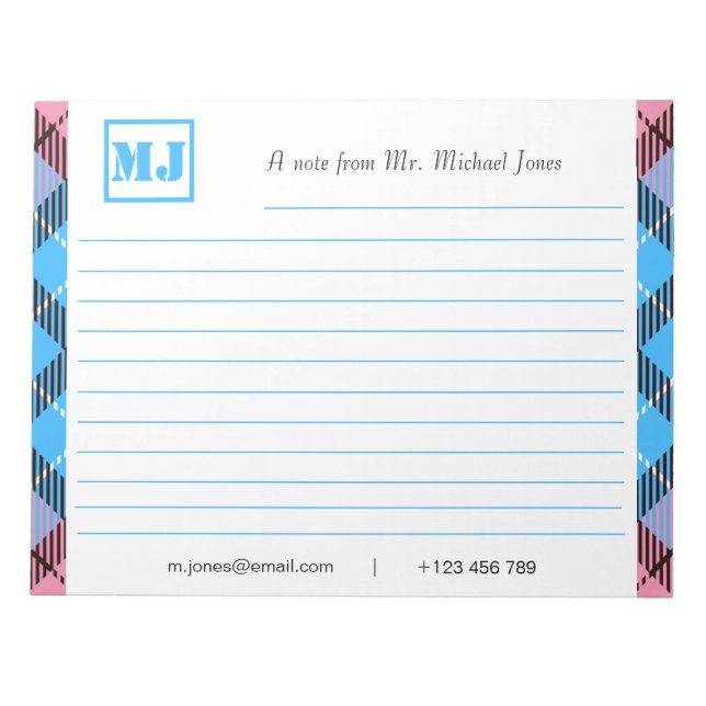 Snyggt Professionell Monogram-skript, tonad Anteckningsblock (Framsida)