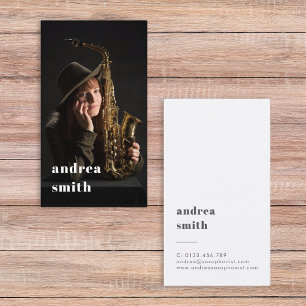 Snyggt Professionell Musician Photo Minimal Black Visitkort