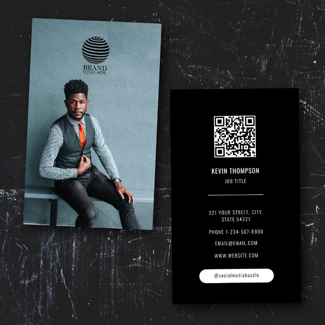 Snyggt Professionell Photo Business Logotyp QR-kod Visitkort (Stylish Professional Photo Business Logo QR Code Business Card)