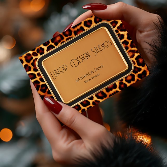 Snyggt Professionell Primär instinkt leopard Skriv Visitkort (Chic Leopard-Print Professional Business Cards)