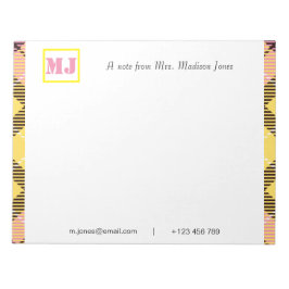 Snyggt Professionell Skript Namn Monogram Tartan Anteckningsblock