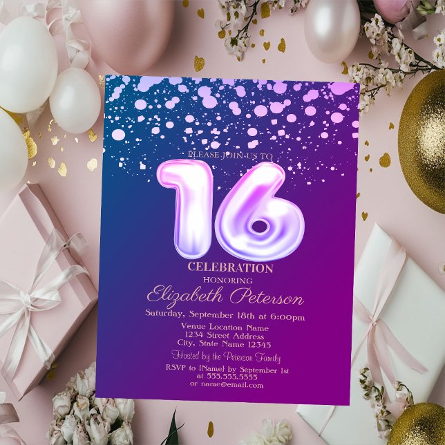 Snyggt punkter,Violet Sweet 16 Inbjudningar (Skapare uppladdad)