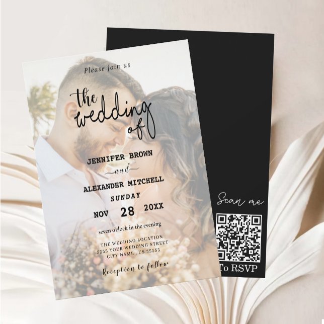 Snyggt QR-kod - lägg över inbjudan till fotobröllo (QR Code Overlay Photo Wedding Invitation
)